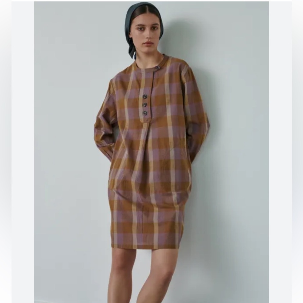 Soeur Brown and lilac Checkered Mini Dress